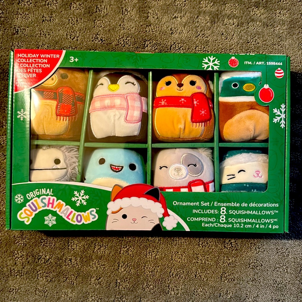 Brand New Squishmallows holiday winter ornament set